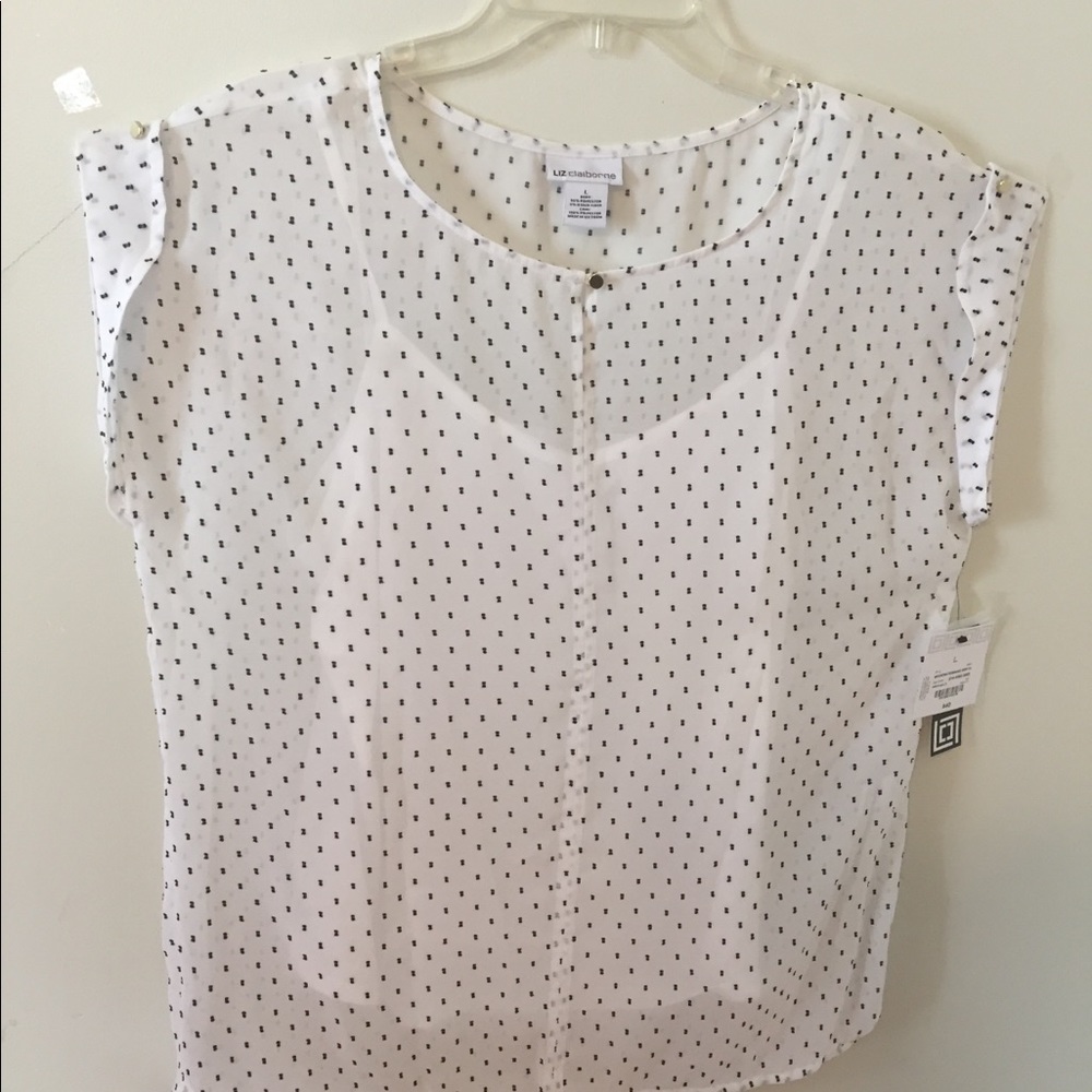 Liz Claiborne white and black blouse